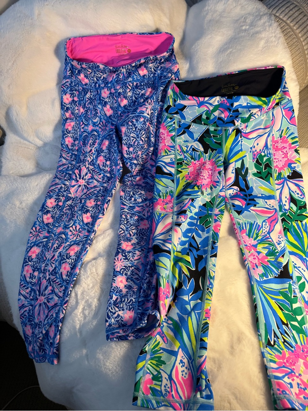 Lilly Pulitzer Floral 3/4 leggings 2 Pairs Size XS